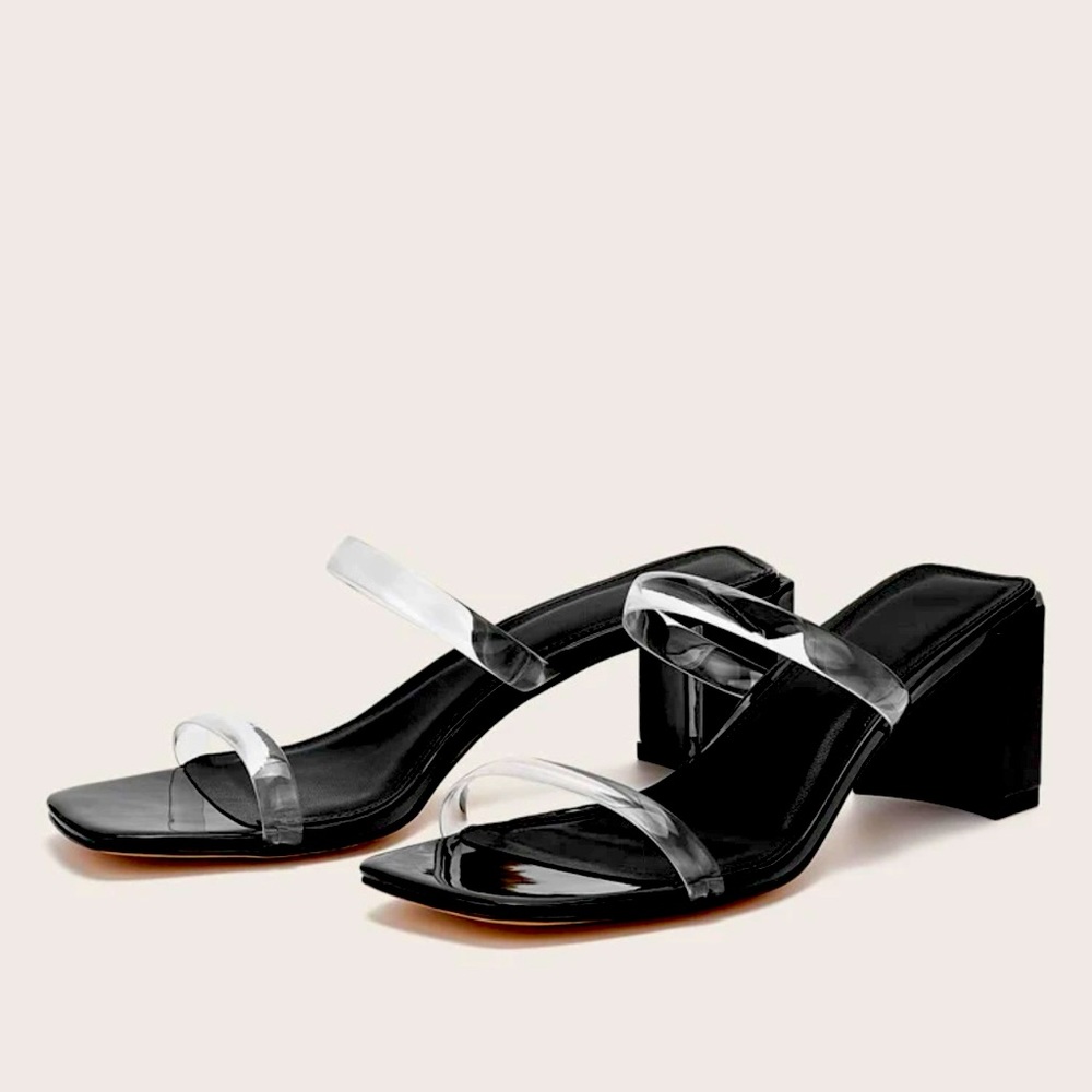 Black and Clear Block Heels